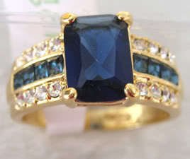 Genuine blue Tourmaline Tanzanite 18K GP Ring free shipping