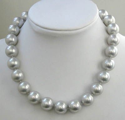 12MM 17"WONDERFUL GRAY SHELL PEARL NECKLACE free shipping