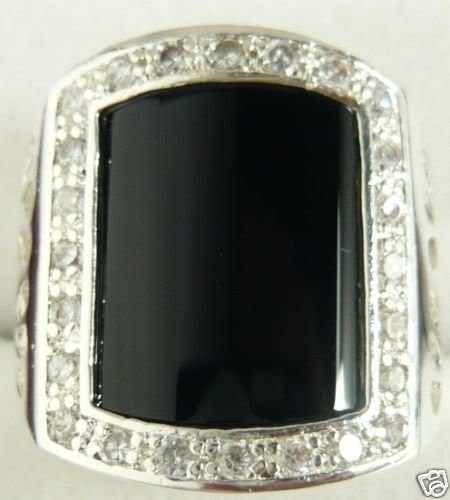 Chinese Jewelry black jade men's ring size:8-11 free shipping