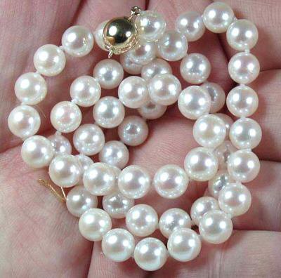 AAA 7-8mm White Freshwater Pearl Necklace free shipping