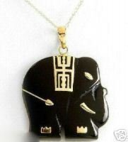 Elegant Black Jade Elephant Necklace Pendent free shipping