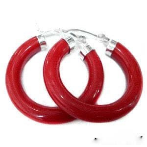 Red Agate Jade Round Silver Clasp Earrings free shipping