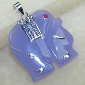Purple Jade Elephant Pendant necklace free shipping