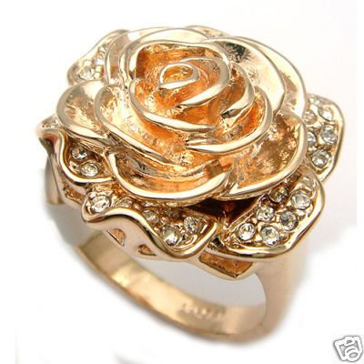 Sparking flower-shape crystal ring free shipping