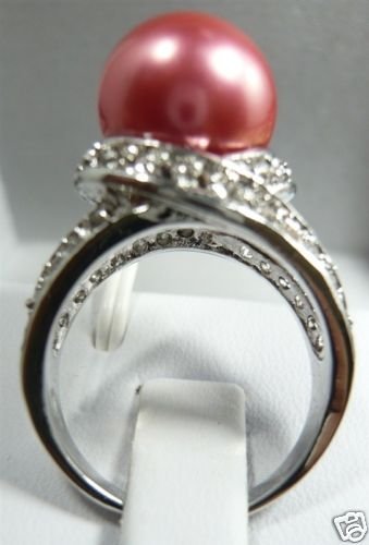 nice red shell pearl ring SIZE 7 8 9 10 free shipping