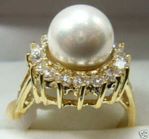Vogue white shell pearl Jewelry ring size 7--9# free shipping
