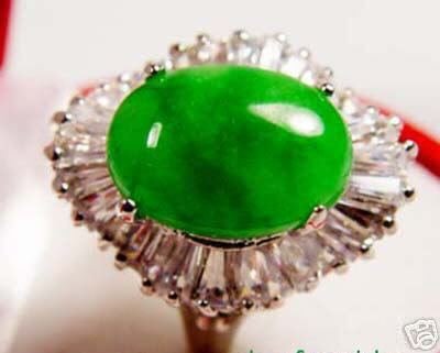 Beautiful Jade Green Cabochon Ring 7.8.9 free shipping