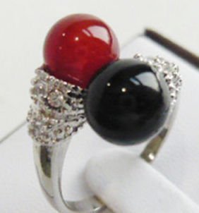 Beautiful Black red Jade Woman's Ring 6-9# free shipping