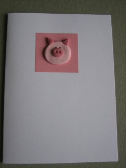 Handmade Polymer Clay Card - PIG