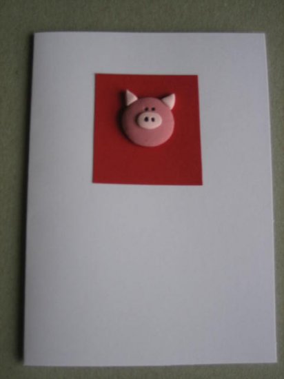 Handmade Polymer Clay Card - PIG