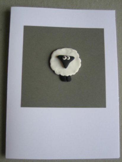 Handmade Polymer Clay Card - SHEEP