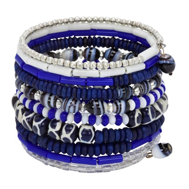 Bright Blue Bone and Bead Bracelet
