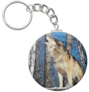 2.25 Inch Howling Wolf Keychain
