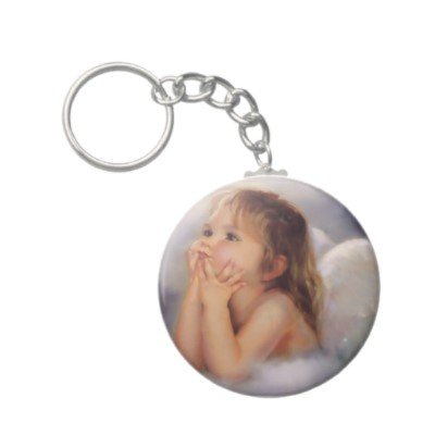 2.25 Inch Baby Angel On Cloud Button Keychain