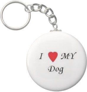 2.25 Inch I Love My Dog Button Keychain