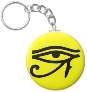 2.25 Inch Egyptian Eye of Ra Button Keychain