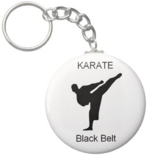 2.25 Inch Karate Blackbelt Button Keychain