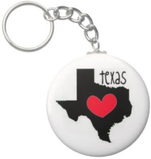2.25 Inch Texas W\ Red Heart Keychain