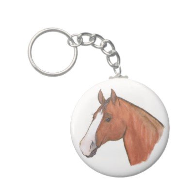 2.25 Inch Brown and White Horse Keychain