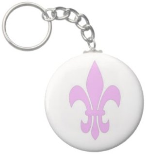 2.25 Inch Pink Fleur De Lis Keychain