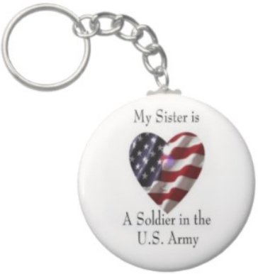 2.25 Inch My Sister Soldier in the US Army Keychain
