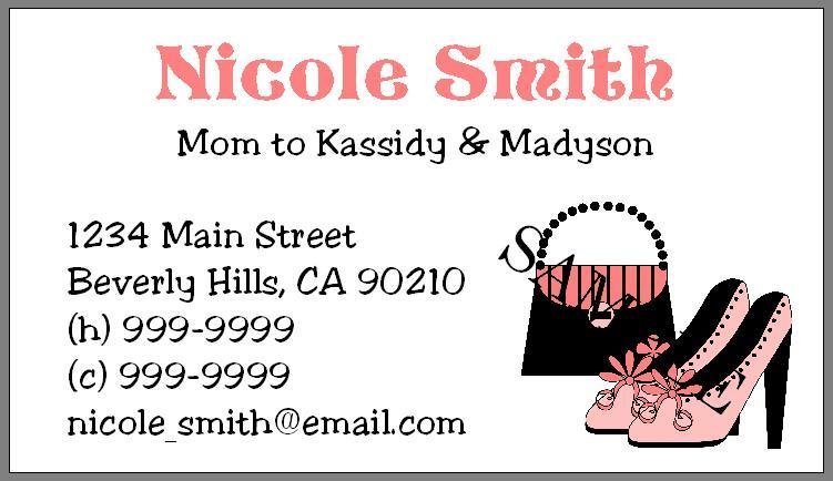 Personalized Mommy Calling Cards - Handbag & Shoes