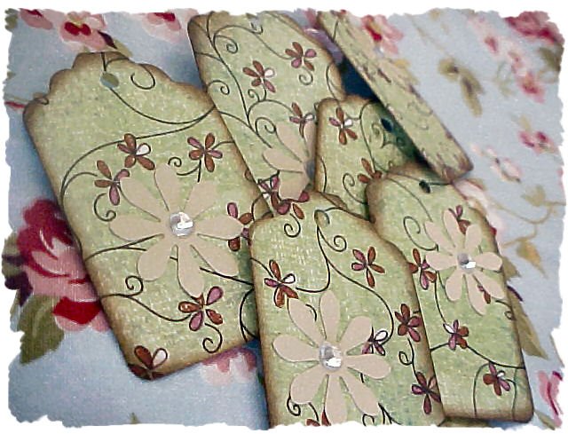 mini spring green tags/scrapbook embellishments