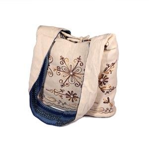 Pin Stripe / White Cotton Reversible Bag