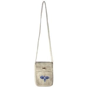 Embroidered Hemp Fabric Passport Bag-Blue Eyes