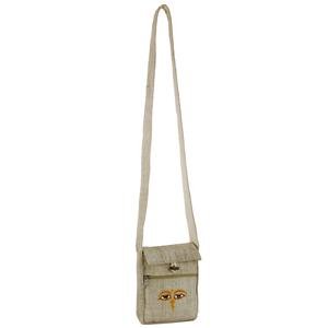 Embroidered Hemp Fabric Passport Bag-Yellow Eyes