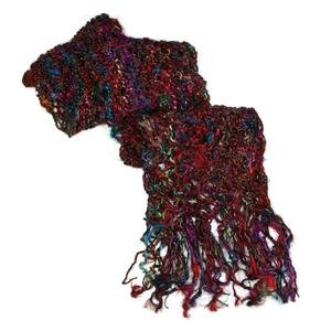 Pure Recycled Silk Shawl Rainbow Red