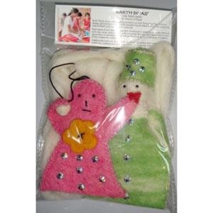 Set Of 2 Felt Wool Ornaments With 8 Feet Of White Wool Garland