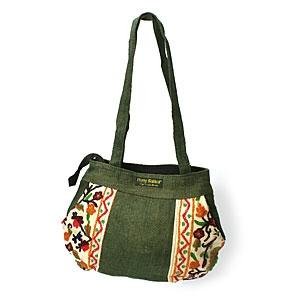 Semi-Round Hemp and Silk Shoulder Bag