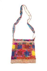 Hemp & Recycled Silk Solo Shoulder Bag w/ Silk Crochet