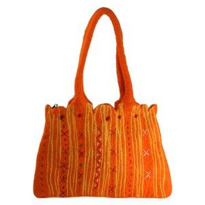 Pressed Wool Shoulder Bag - Orange