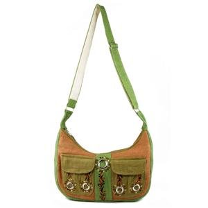 Hemp Shoulder Bag w/ Emb pockets and Org Cotton Lining