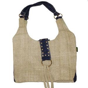 Hemp Handbag - Natural & Blue