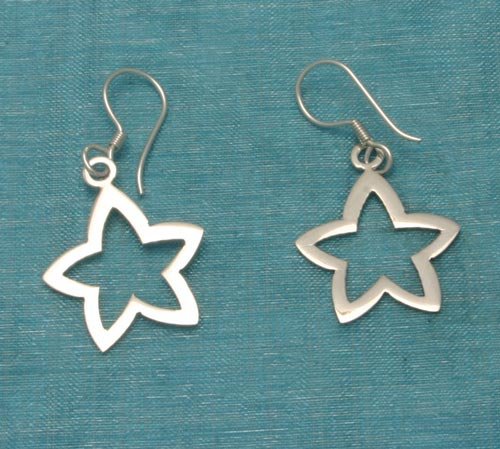 Sterling Silver Star Dangle Earrings .925 From Taxco, Mexico