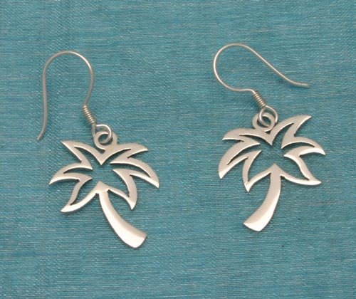 Sterling Silver Palm Tree Dangle Earrings .925 From Taxco, Mexico