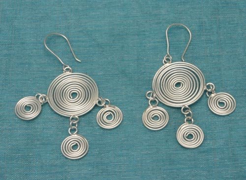 Sterling Silver Multi Spiral Dangle Earrings .925 From Taxco, Mexico