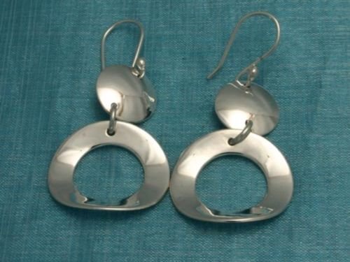 Sterling Silver Dangle Circular Earrings Taxco Mexico