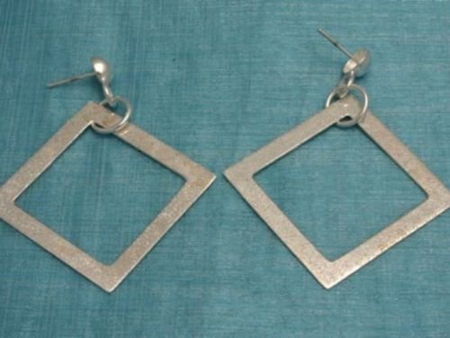 Mexican Sterling Silver Dangle Squared Earrings Taxco