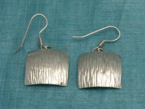 Mexican Sterling Silver Dangle Square Earrings Taxco