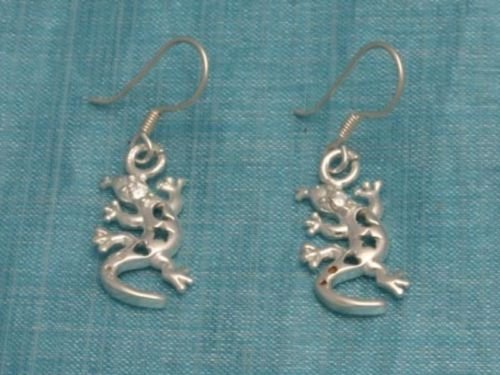 Mexican Sterling Silver Iguana Dangle Earrings Taxco
