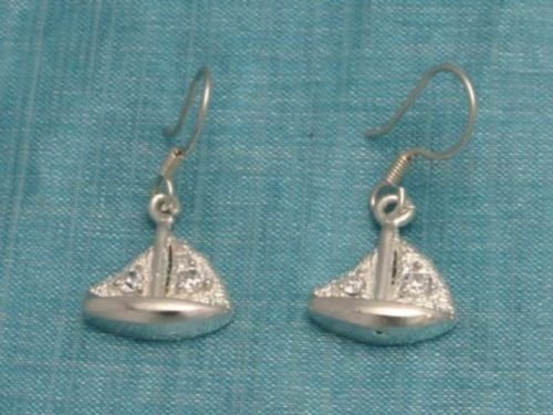 Sterling Silver Dangle Boat Earrings From Taxco Mexico