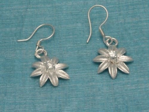 Sterling Silver Flower Dangle Earrings Taxco Mexico 925
