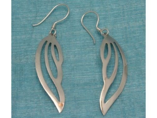 Mexican Sterling Silver Feather Dangle Earrings .925