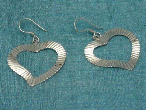 Mexican Sterling Silver Dangle Heart Earrings Taxco 925