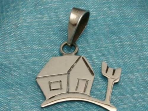 Sterling Silver Small House Pendant .925 Taxco Mexico