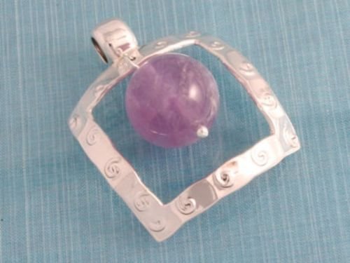 Sterling Silver Natural Amethyst Pendant .925 Taxco Mx